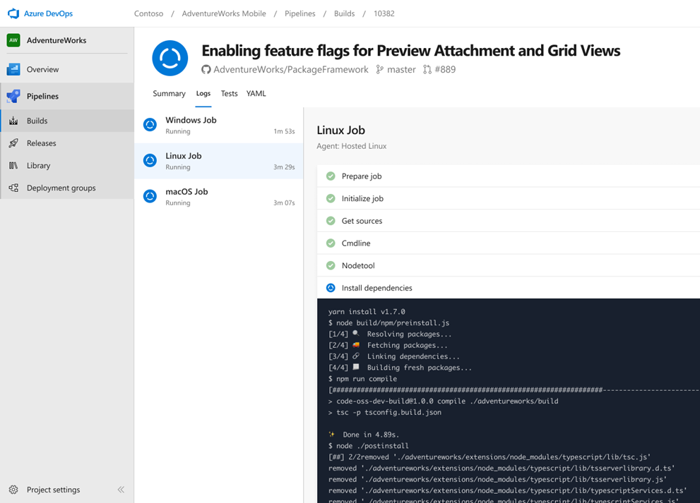 Azure Pipelines build runs screenshot